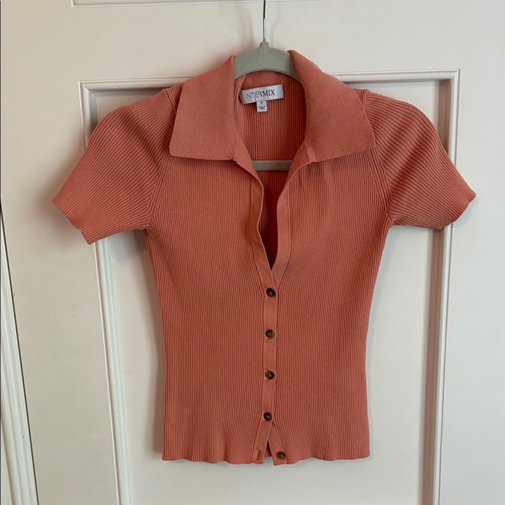 Women's Peach Button-Up Top